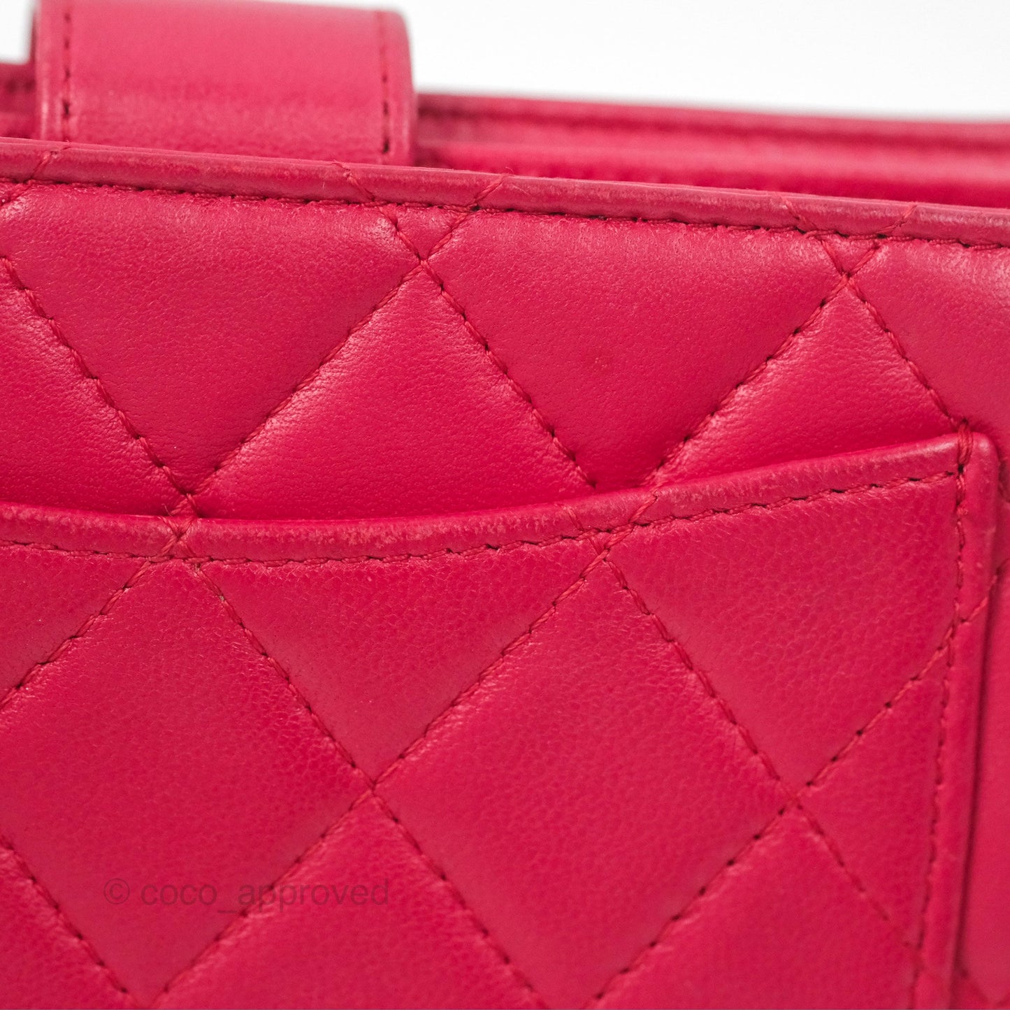 Chanel Quilted Classic French Wallet Lambskin Red Silver Hardware