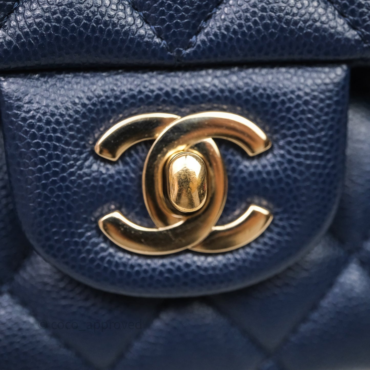 Chanel Medium Classic Flap Quilted Dark Blue Caviar Gold Hardware