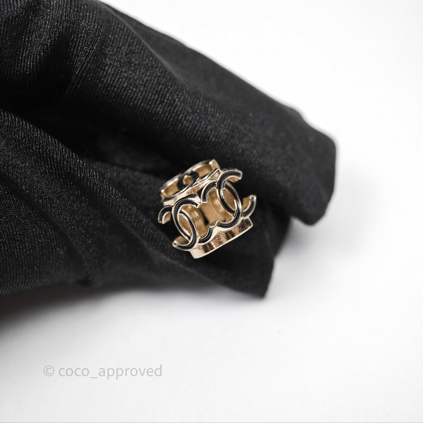 Chanel CC Gold/Black Cube Earrings Gold Tone 22K