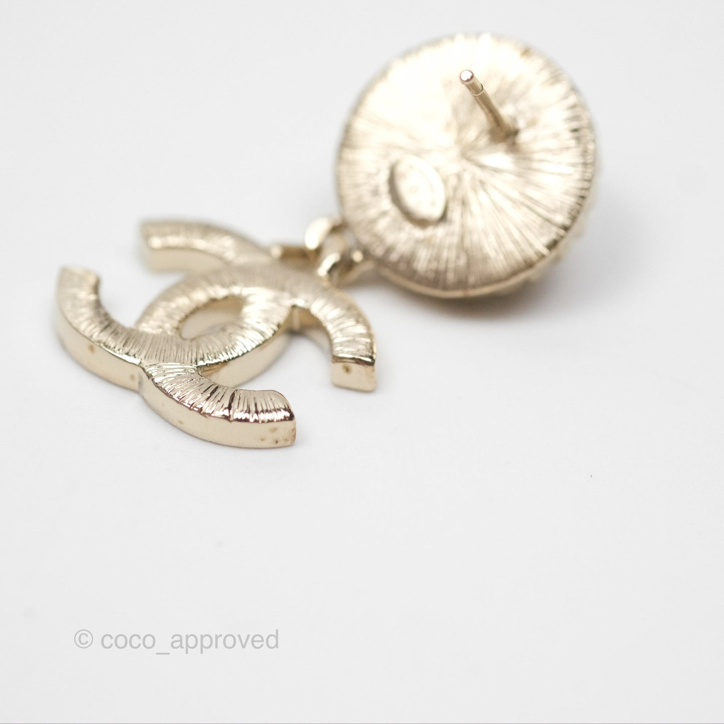 Chanel Round Resin Crystal CC Drop Earrings Gold Tone 21B