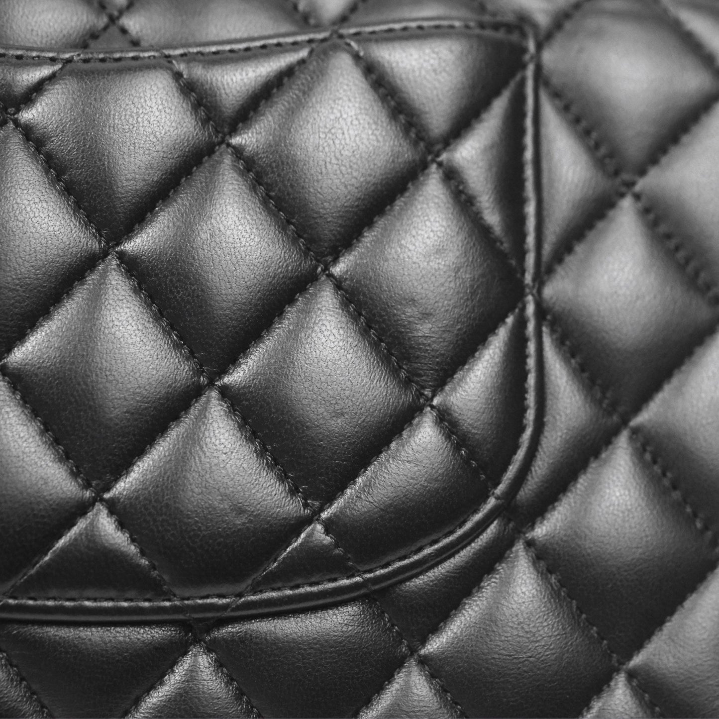 Chanel Classic M/L Medium Flap Quilted Black Lambskin Silver Hardware