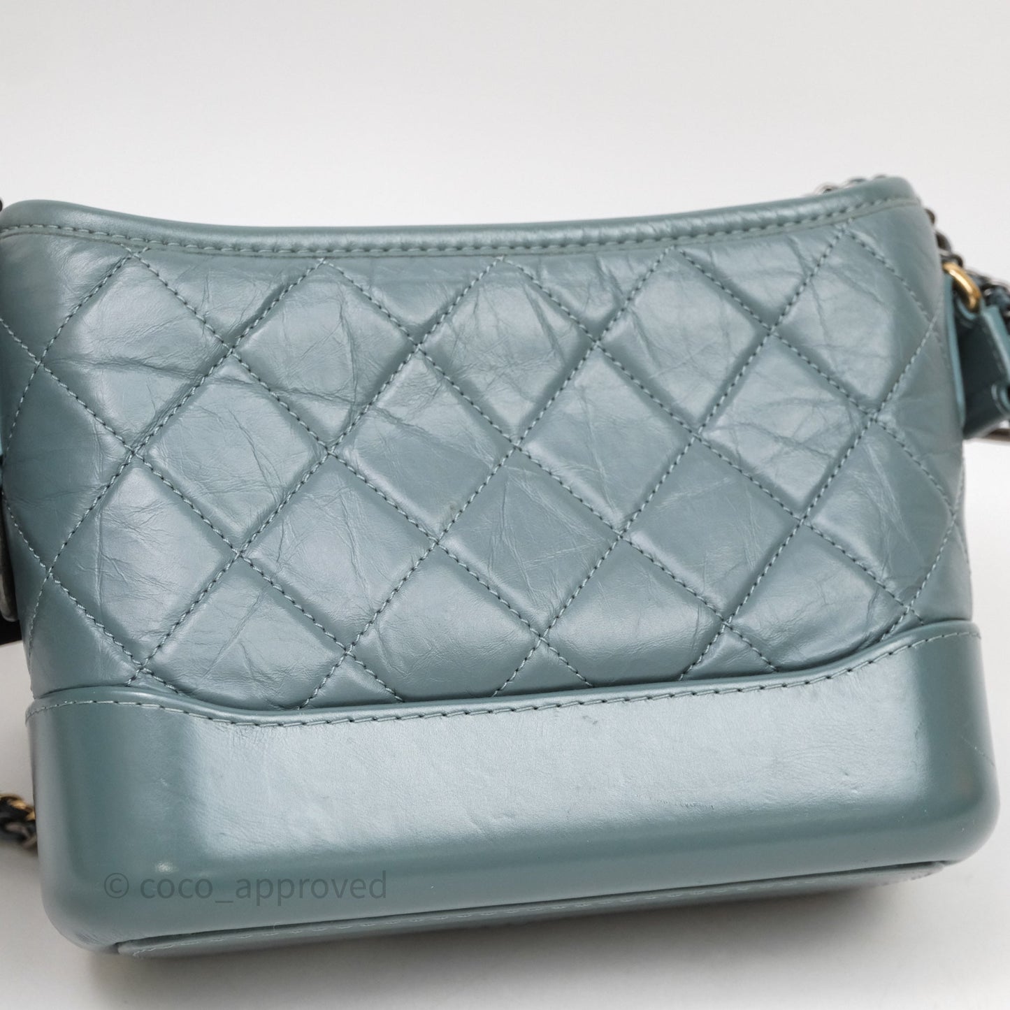 Chanel Small Gabrielle Hobo Quilted Grey Green Aged Calfskin