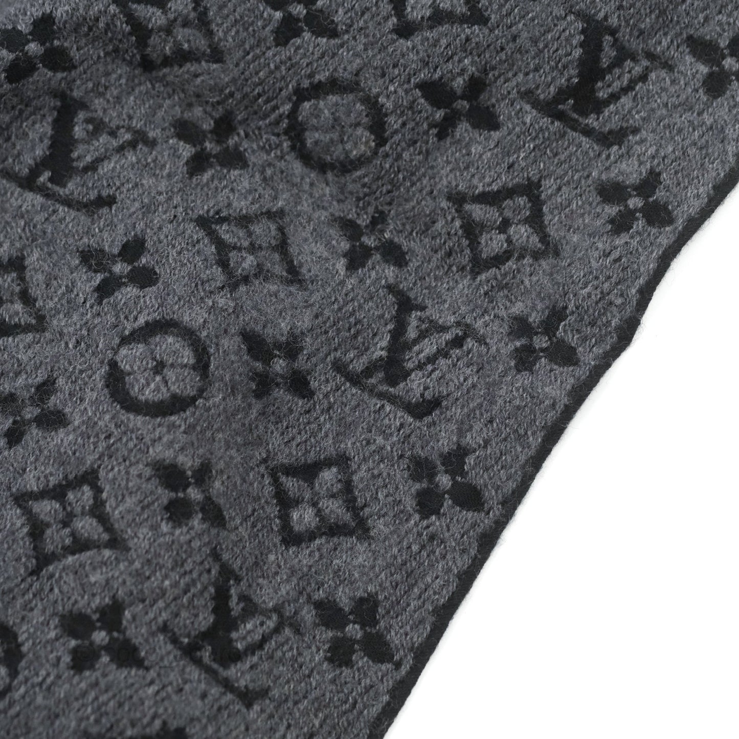 Louis Vuitton Monogram Classic Fringes Scarf Charcoal Grey