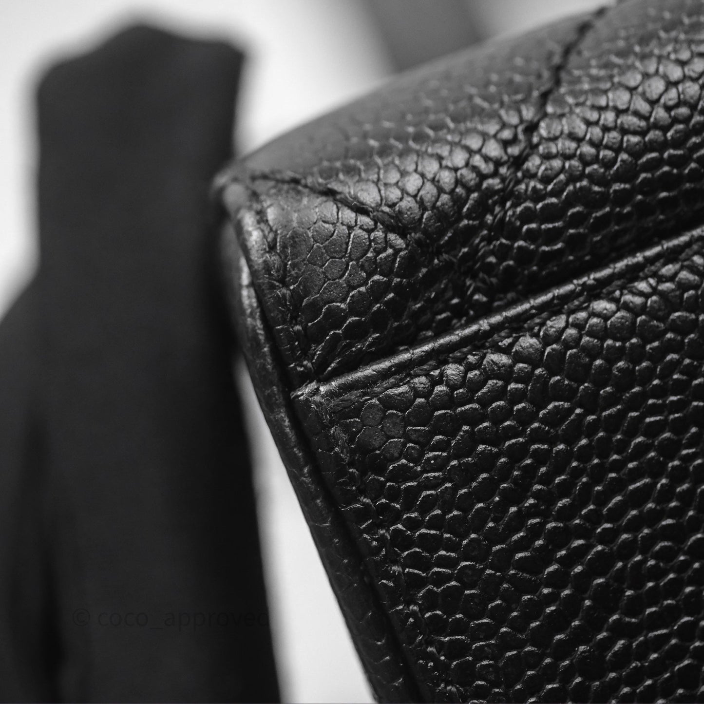 Chanel Vintage Quilted CC Tote Black Caviar Gold Hardware