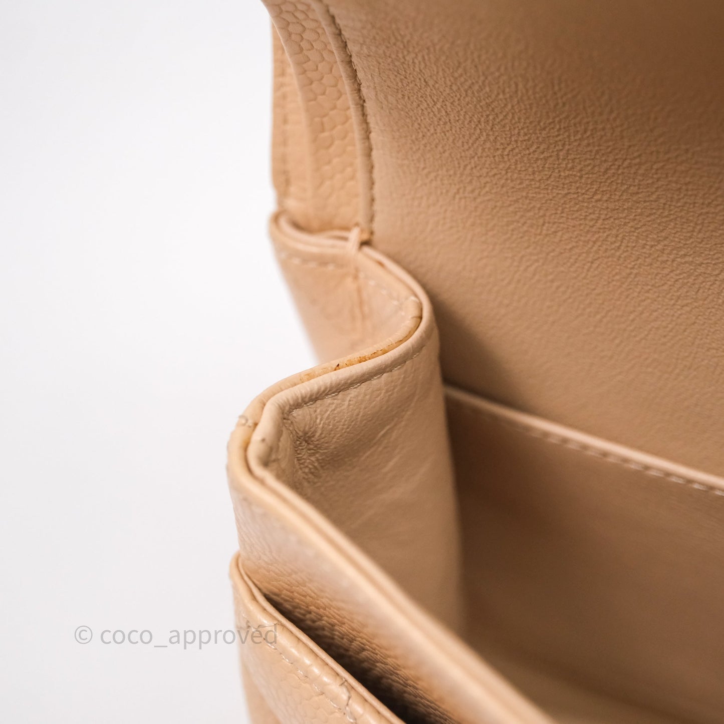 Chanel Classic M/L Medium Flap Quilted Beige Caviar Gold Hardware
