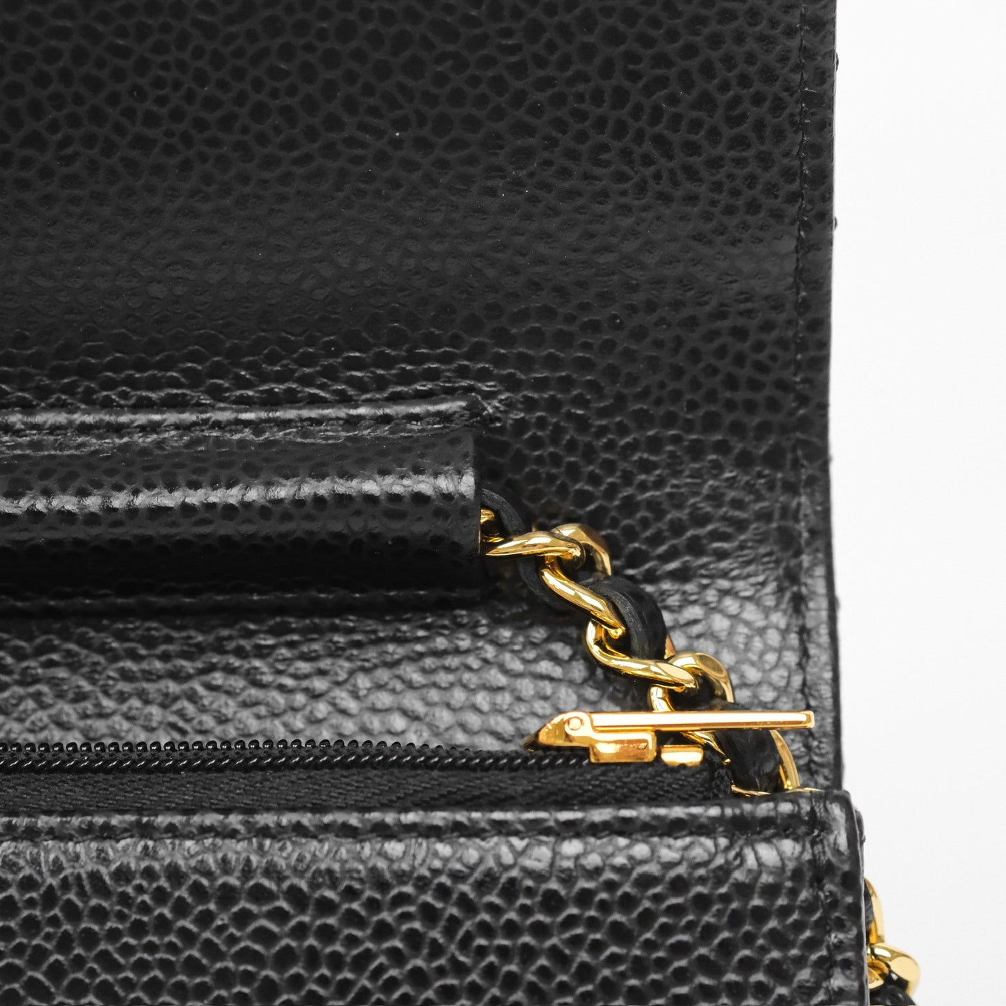 Chanel Classic Wallet On Chain WOC Quilted Black Caviar Gold Hardware