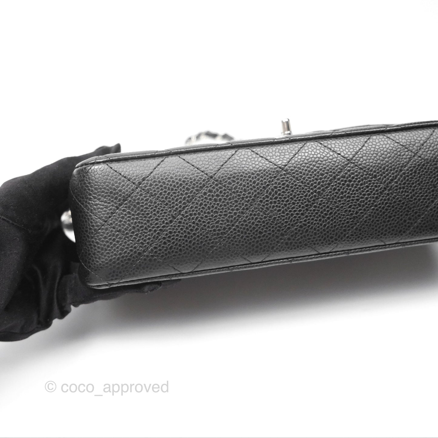 Chanel Classic M/L Medium Flap Quilted Black Caviar Silver Hardware