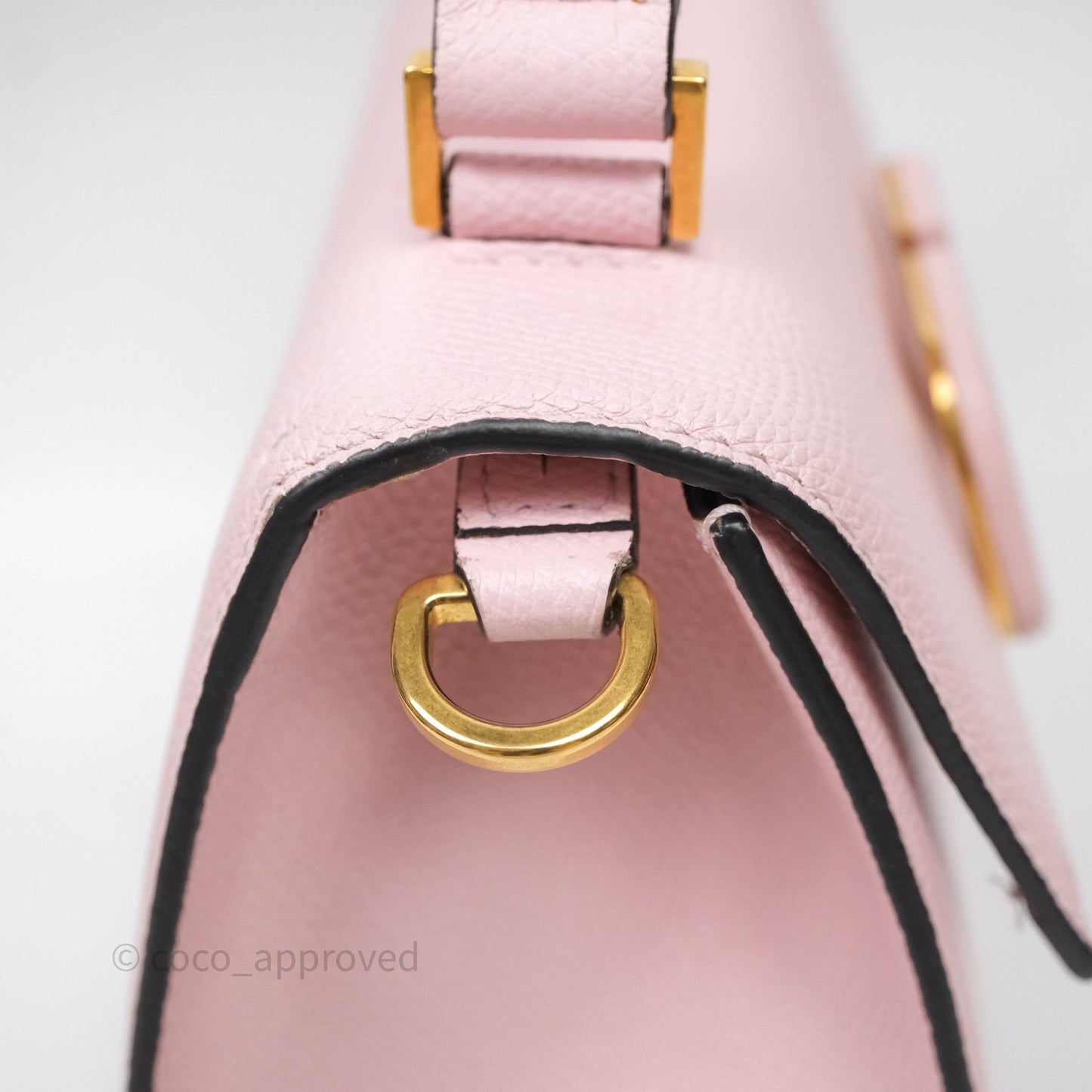 Valentino Garavani Small Vsling Grainy Calfskin Bag Light Pink Aged Gold Hardware