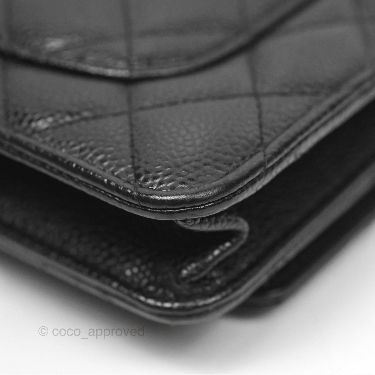 Chanel Classic Quilted Wallet On Chain WOC Black Caviar Gold Hardware
