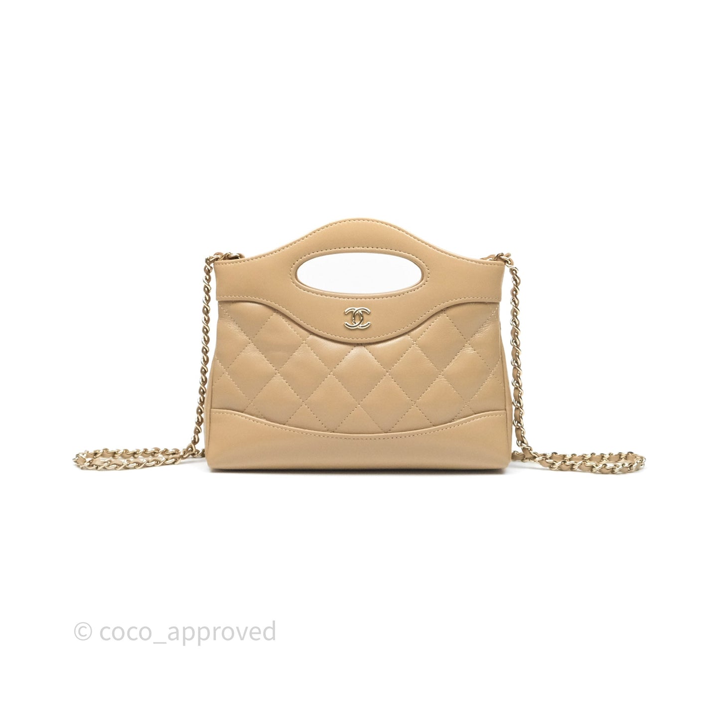 Chanel Nano 31 Beige Shiny Lambskin Gold Hardware