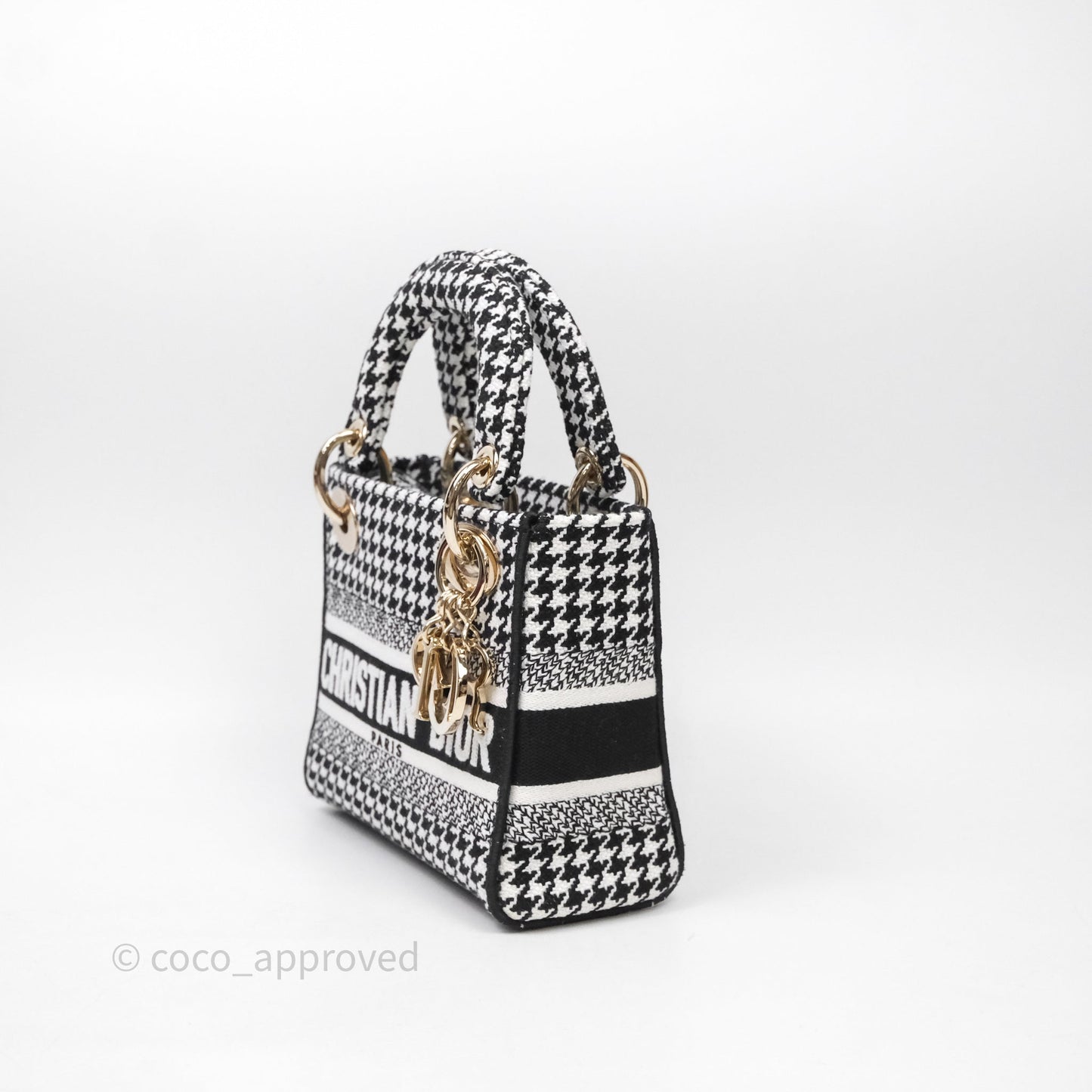 Christian Dior Mini Lady D-Lite Bag Black White Houndstooth
