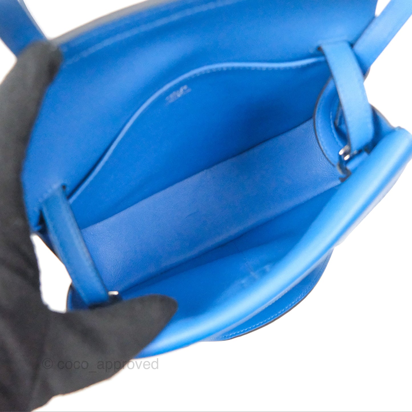 Hermès Halzan 22 Mini Bleu Zellige Swift Palladium Hardware