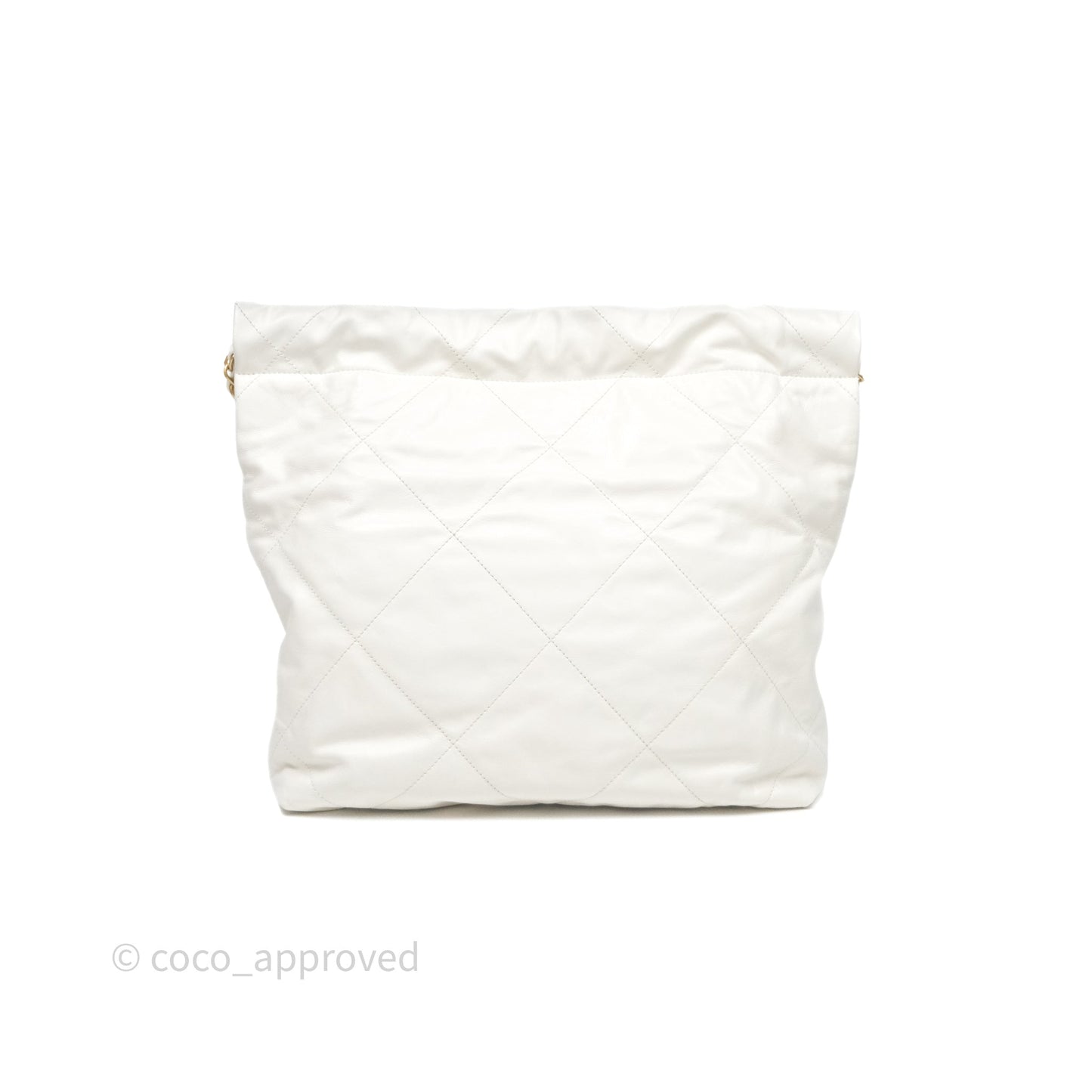 Chanel 22 Small White Aged Calfskin Black Logo Aged Gold Hardware