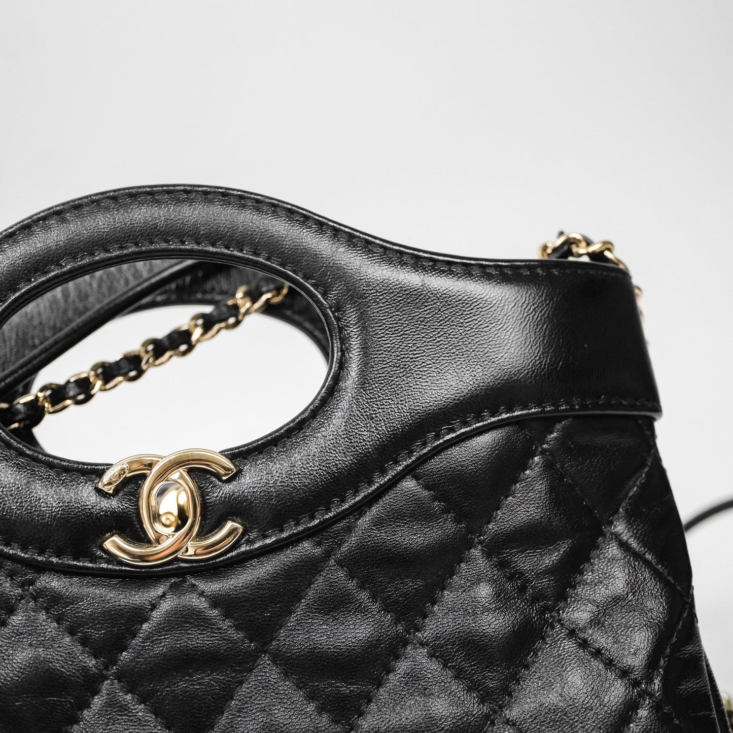 Chanel 31 Mini Black Shiny Calfskin Gold Hardware