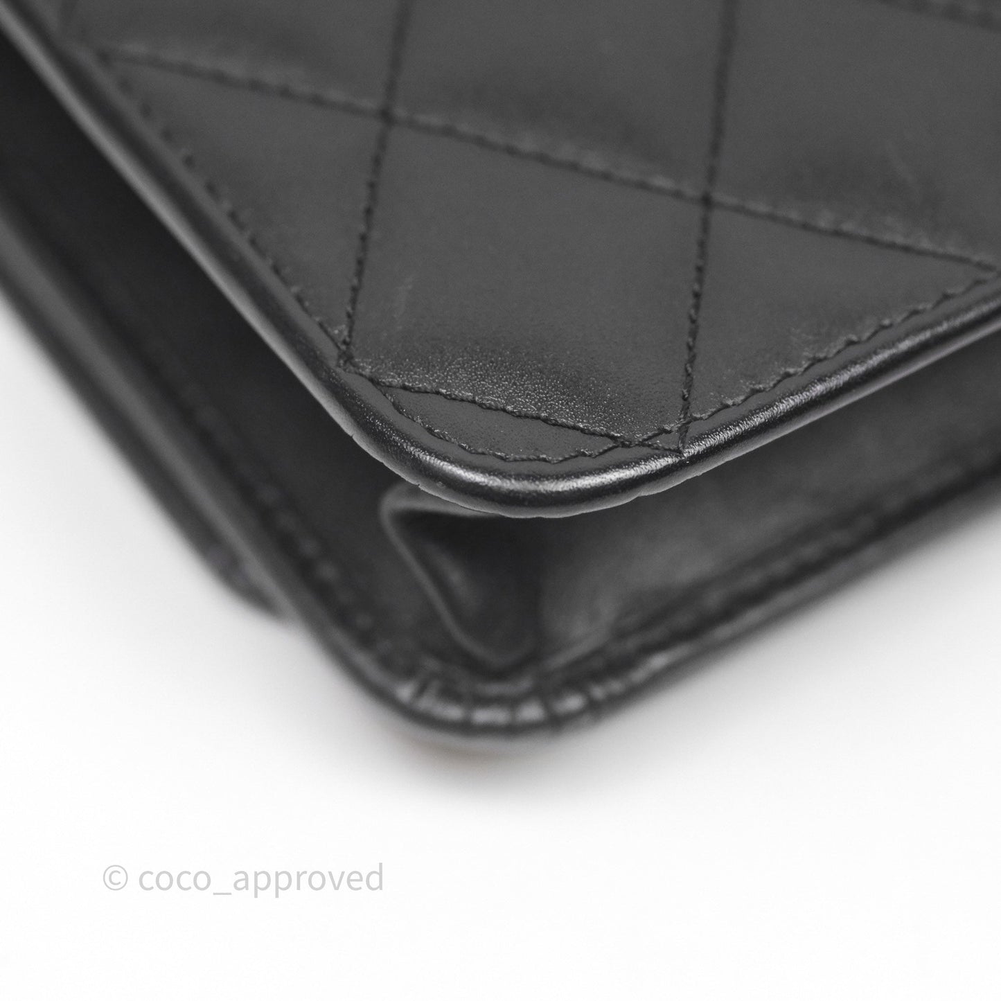 Chanel Quilted Cambon Wallet on Chain WOC Black Calfskin Silver Hardware