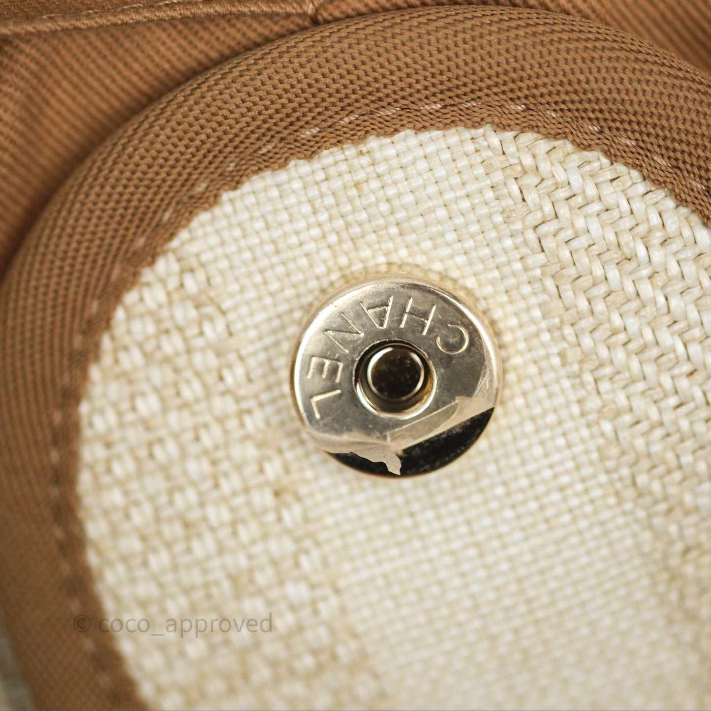 Chanel Large Deauville Beige Brown Tweed Gold Hardware