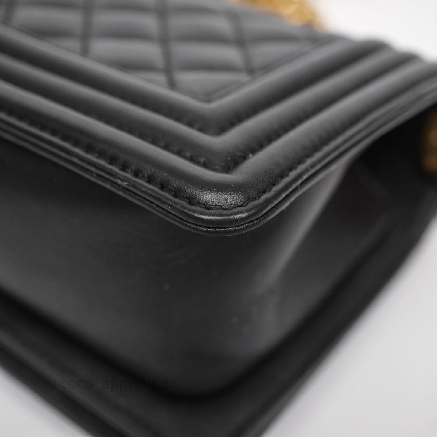 Chanel Small Boy Black Lambskin Aged Gold Hardware