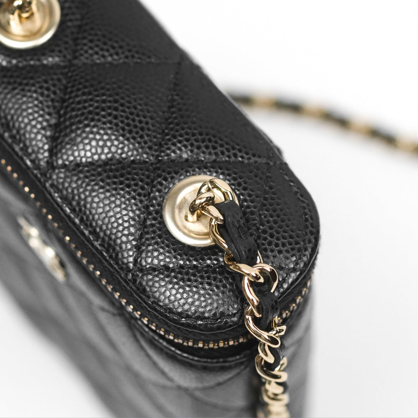 Chanel Classic Mini Vanity With Chain Black Caviar Gold Hardware
