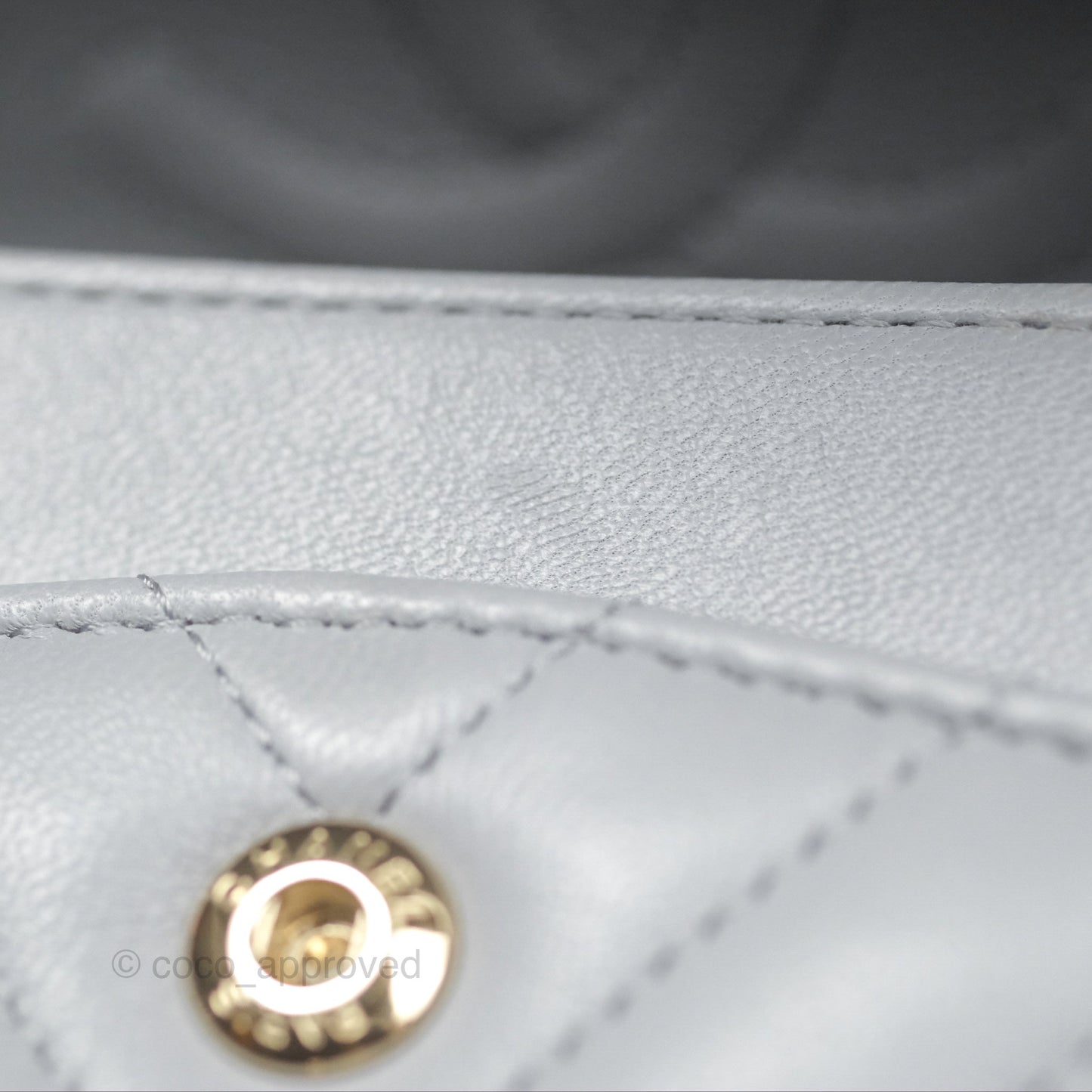 Chanel Small Classic Chevron Flap Grey Lambskin Gold Hardware