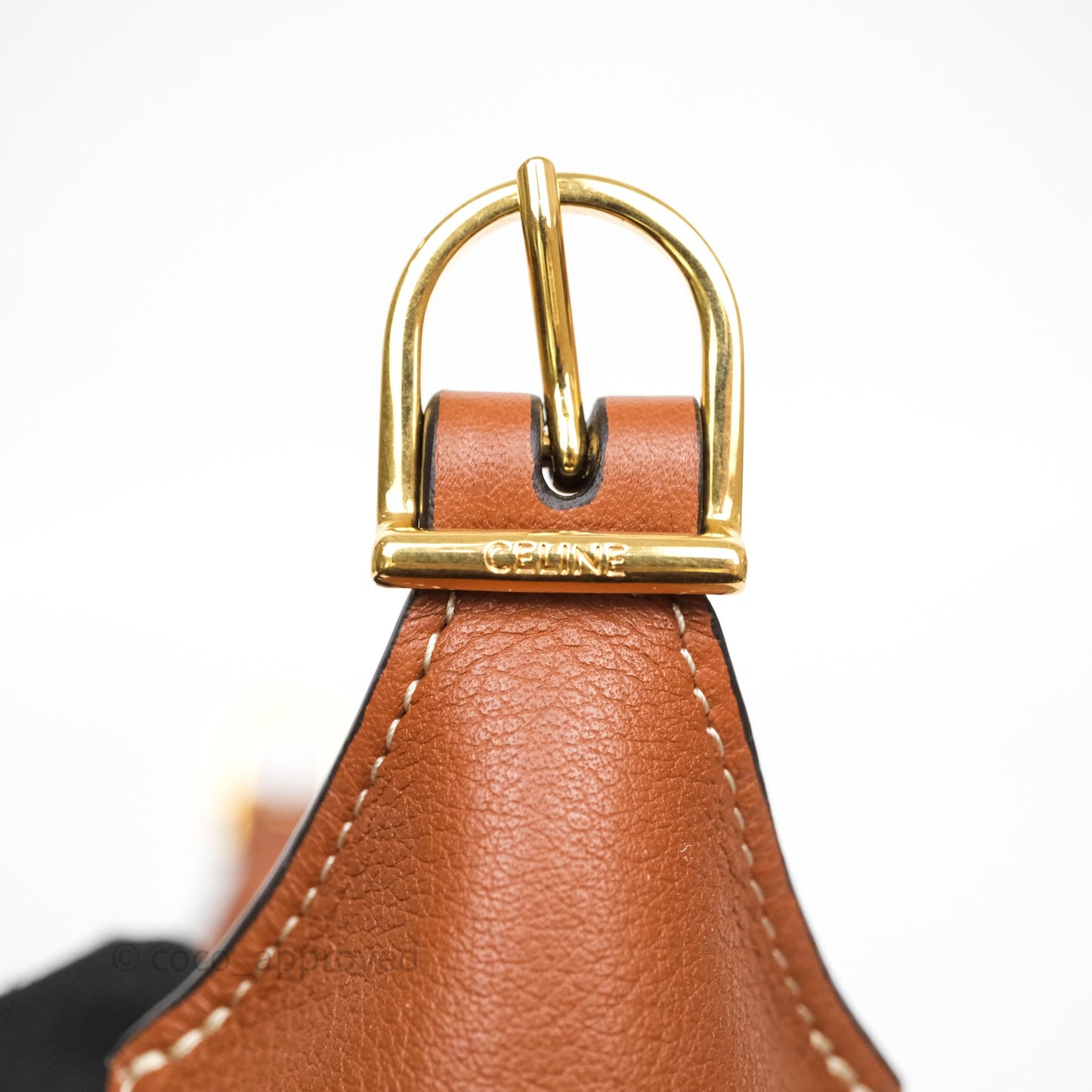 Celine Mini Romy Shoulder Bag Tan Calfskin Gold Hardware