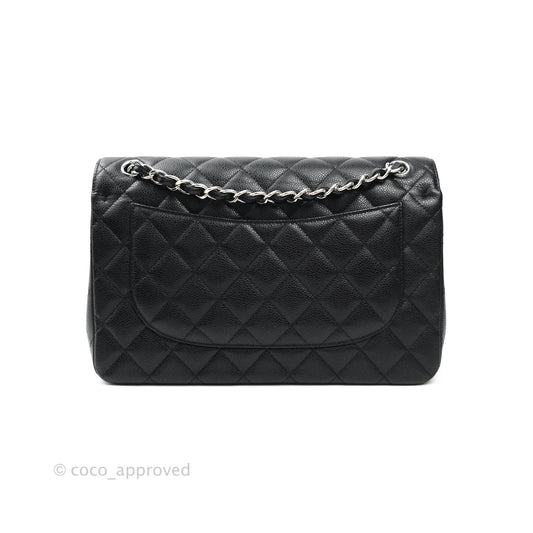 Chanel Jumbo Double Flap Black Caviar Silver Hardware⁣⁣