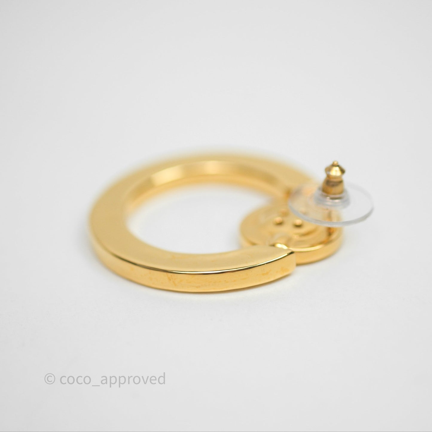 Chanel CC Round Earrings Gold Tone 20A