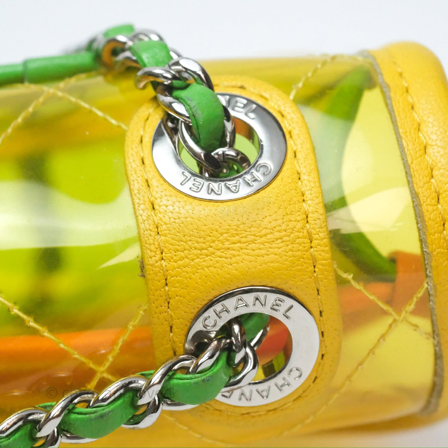 Chanel Mini Coco Splash Flap Bag PVC Lambskin Pink/Yellow/Green Silver Hardware