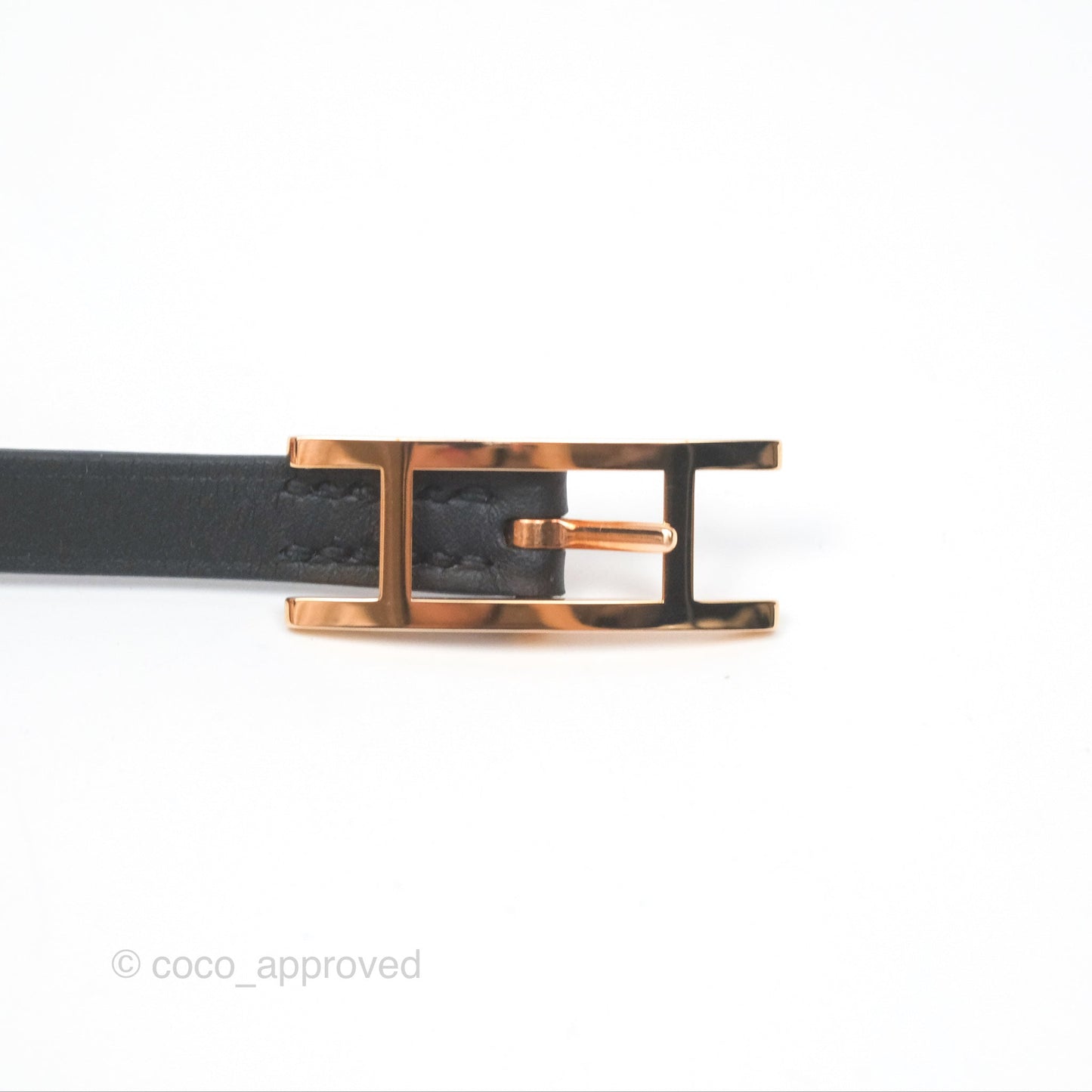 Hermès Behapi Double Tour Bracelet in Noir Swift Rose Gold Hardware
