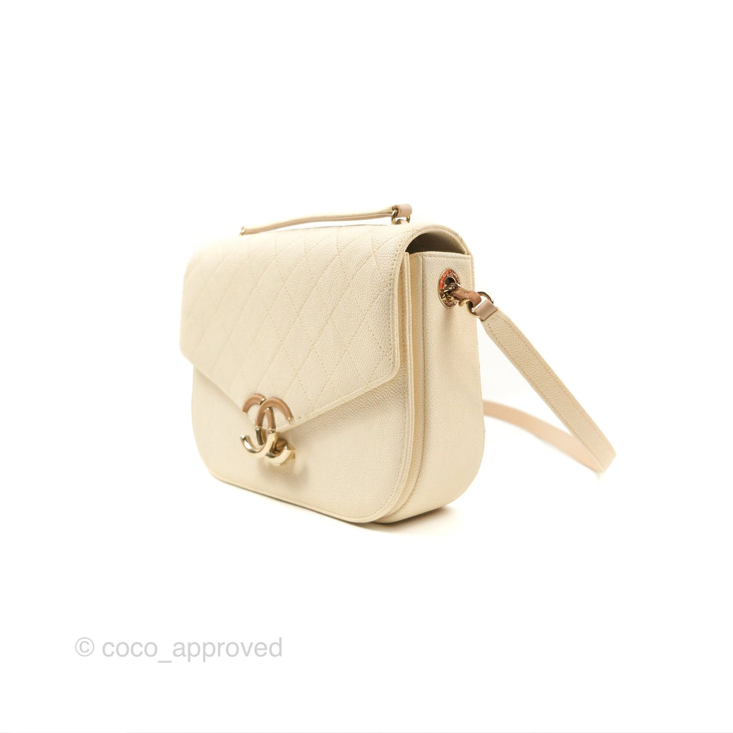 Chanel Medium CC Cuba Flap Bag Ivory Caviar Light Gold Hardware