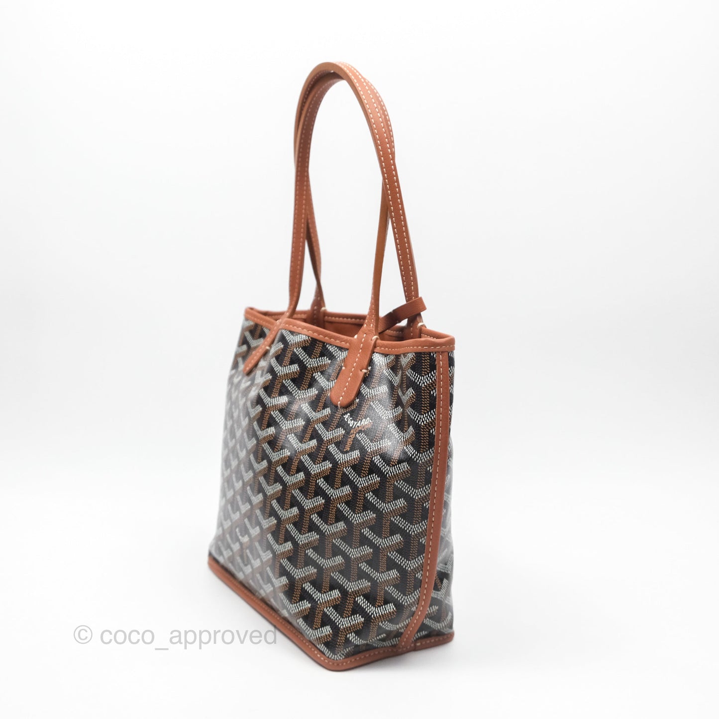 Goyard Anjou Mini Bag Goyardine Canvas Black/ Tan