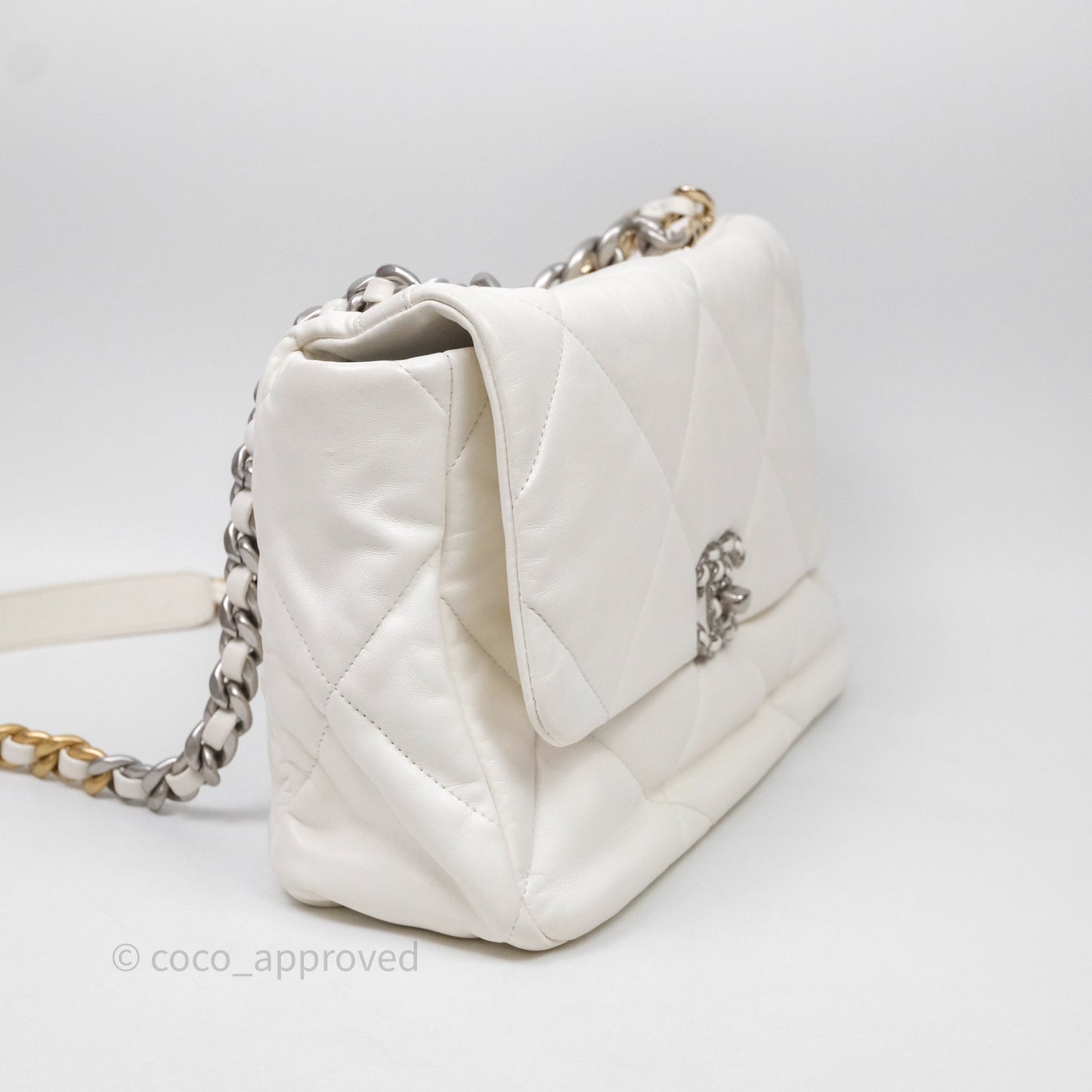 Chanel 19 Medium White Mixed Hardware