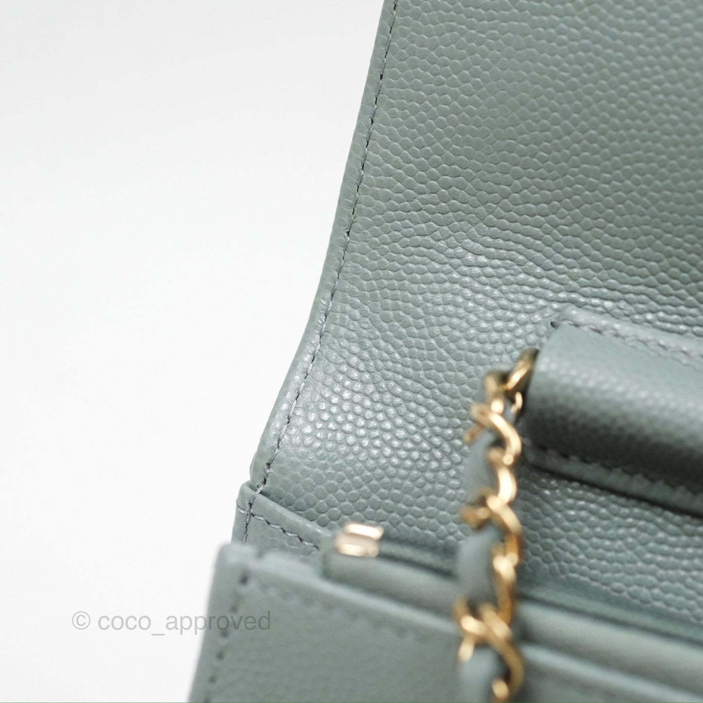 Chanel Quilted Classic Wallet on Chain WOC Green Caviar Silver Hardware