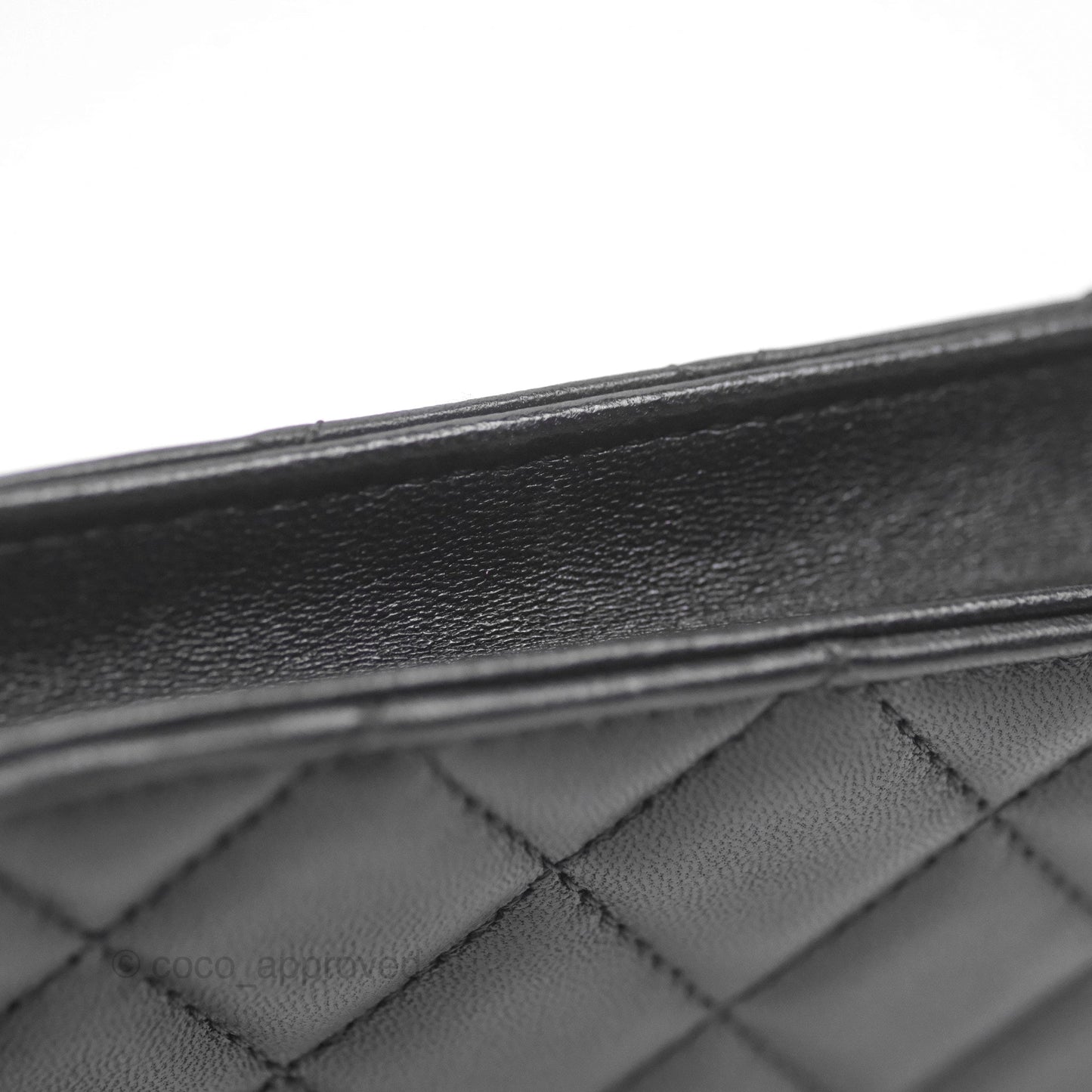 Chanel Mini Handle Flap Coin Purse With Chain Black Lambskin Gold Hardware