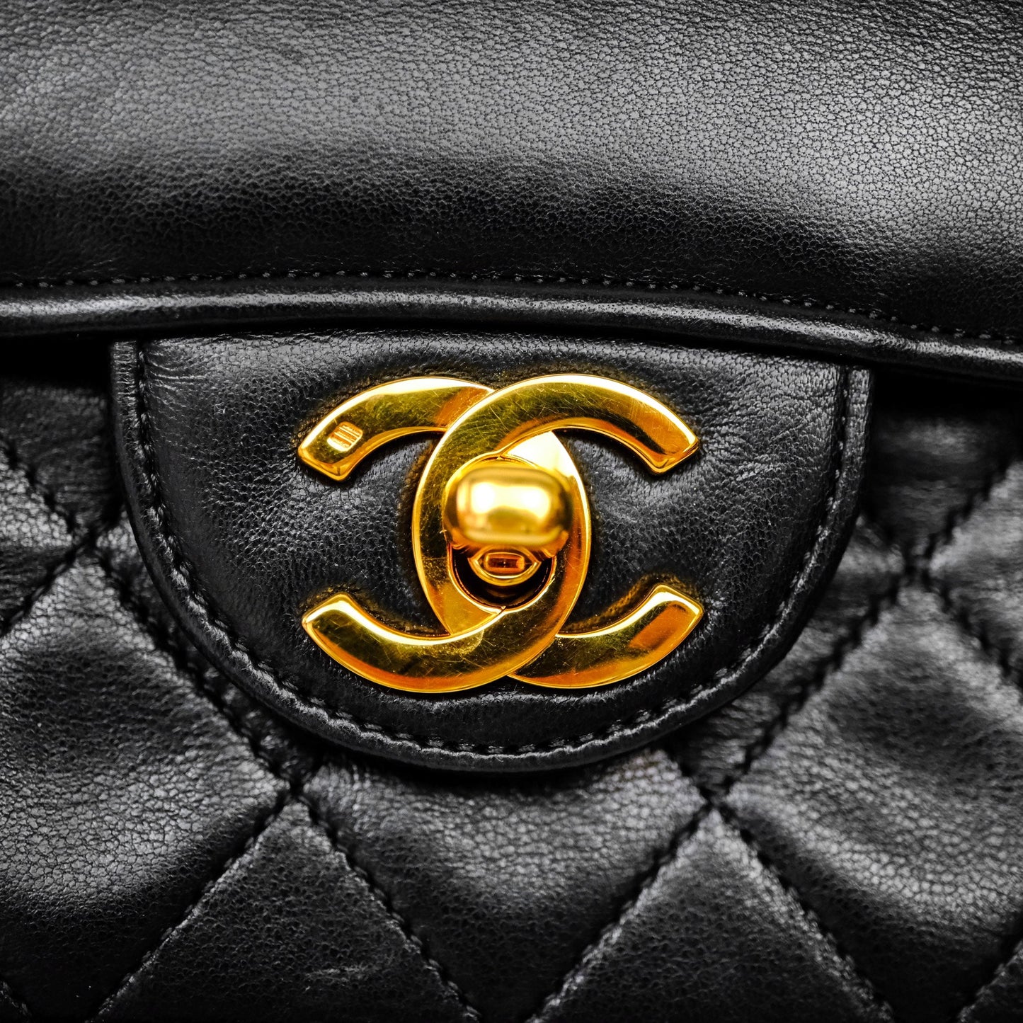 Chanel Matelasse Flap Bag Lambskin Black 24K Gold Hardware