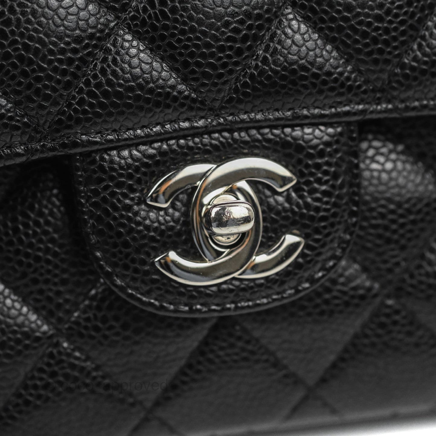 Chanel Classic M/L Medium Flap Quilted Black Caviar Silver Hardware