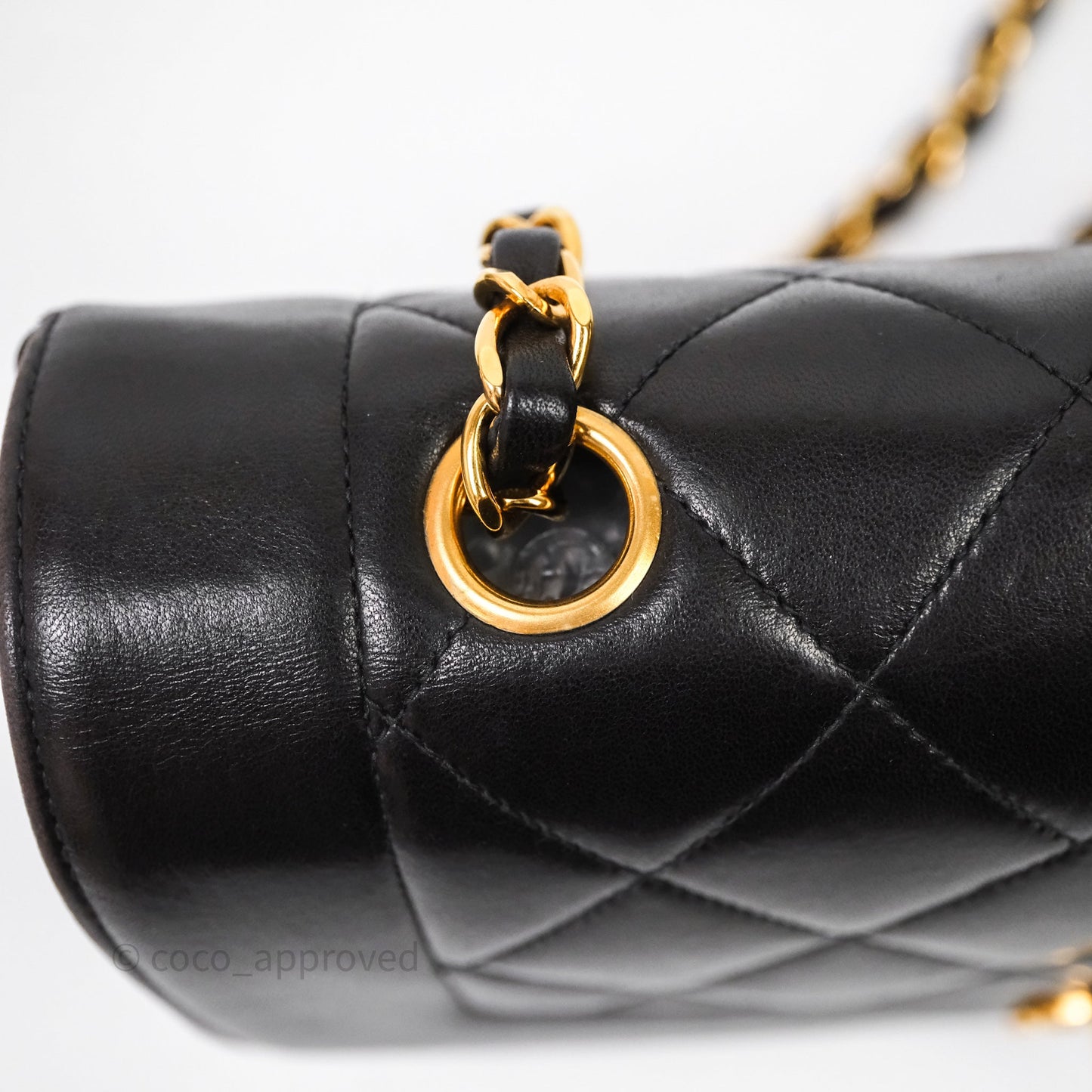 Chanel Vintage Small Quilted Classic Diana Flap Bag Black Lambskin 24K Gold Hardware