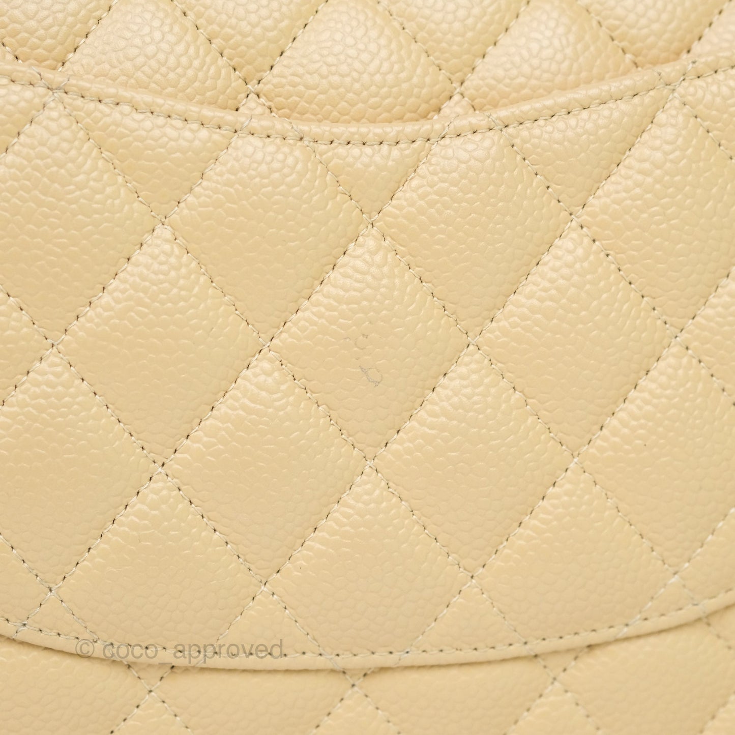 Chanel M/L Medium Classic Flap Quilted Beige Caviar Gold Hardware