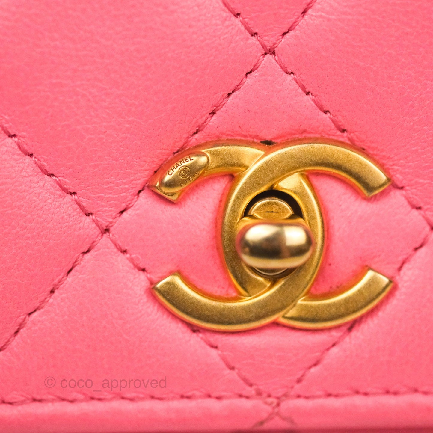 Chanel Quilted Pearl Crush Wallet on Chain WOC Pink Lambskin Aged Gold Hardware