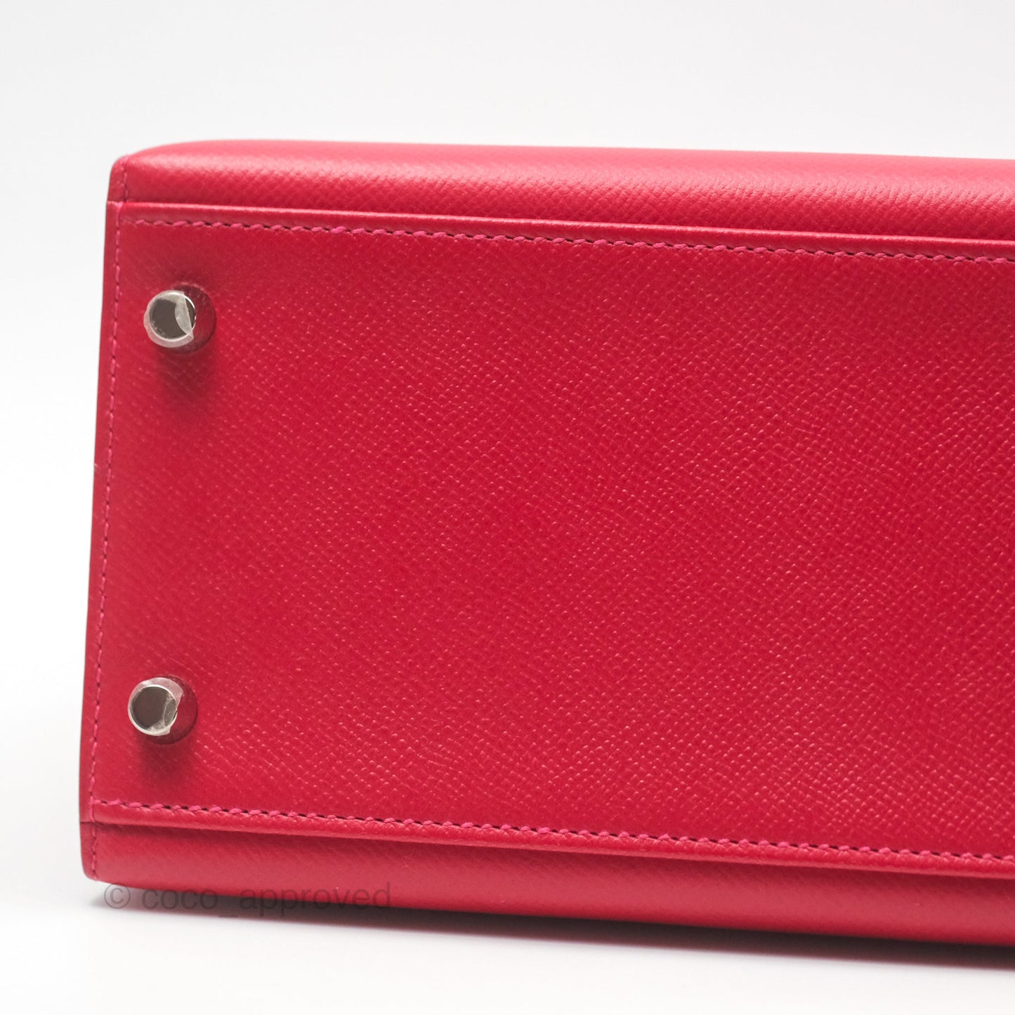 Hermès Kelly 32 Sellier Rouge Casaque Q5 Epsom Palladium Hardware