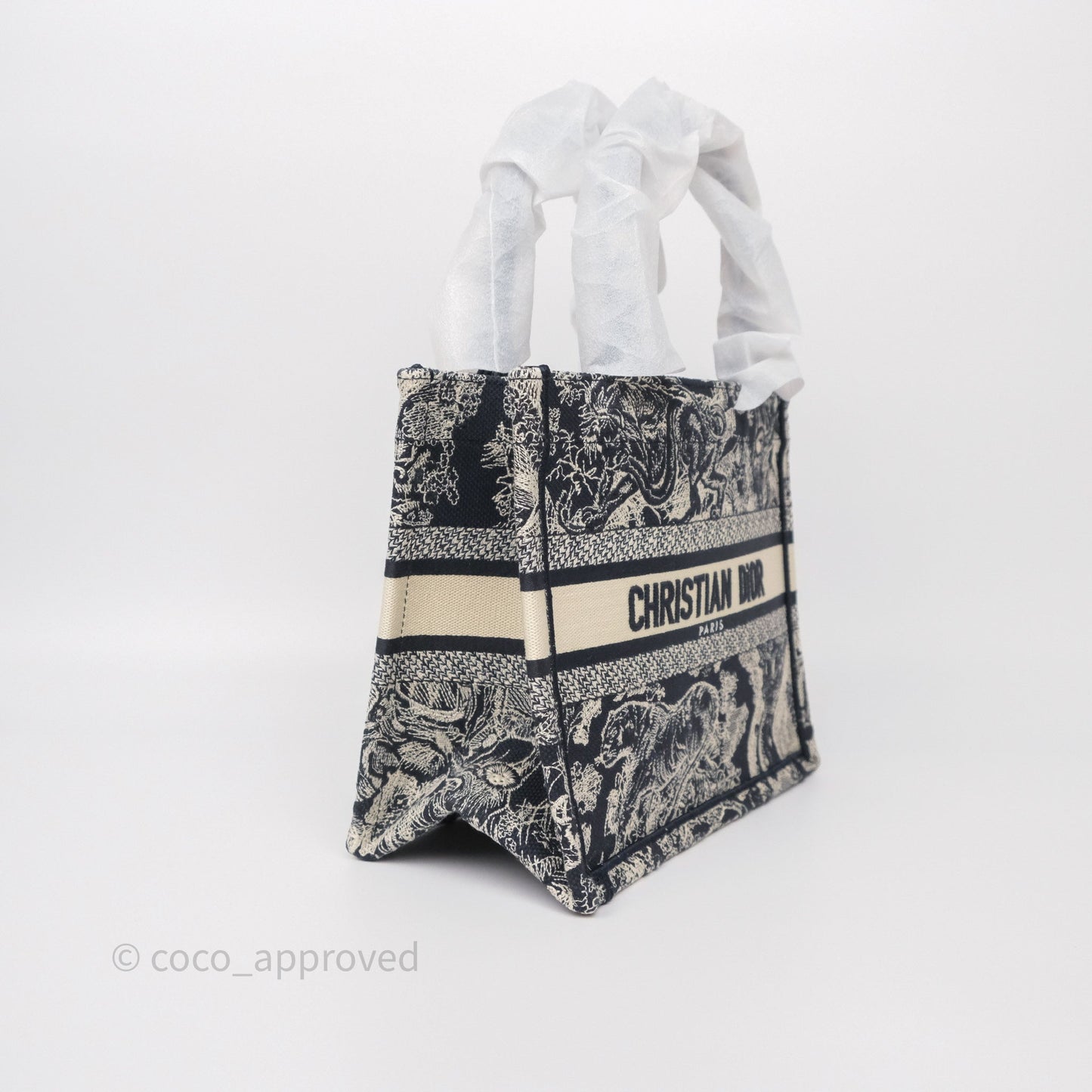 Christian Dior New Small Book Tote Embroidered Toile De Jouy Navy