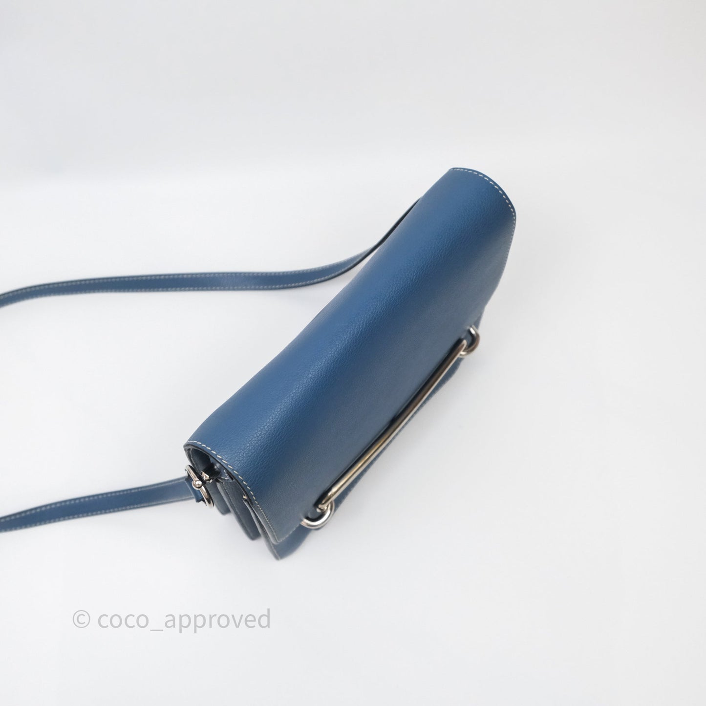 Hermès Roulis 23 Blue Evercolor Palladium Hardware