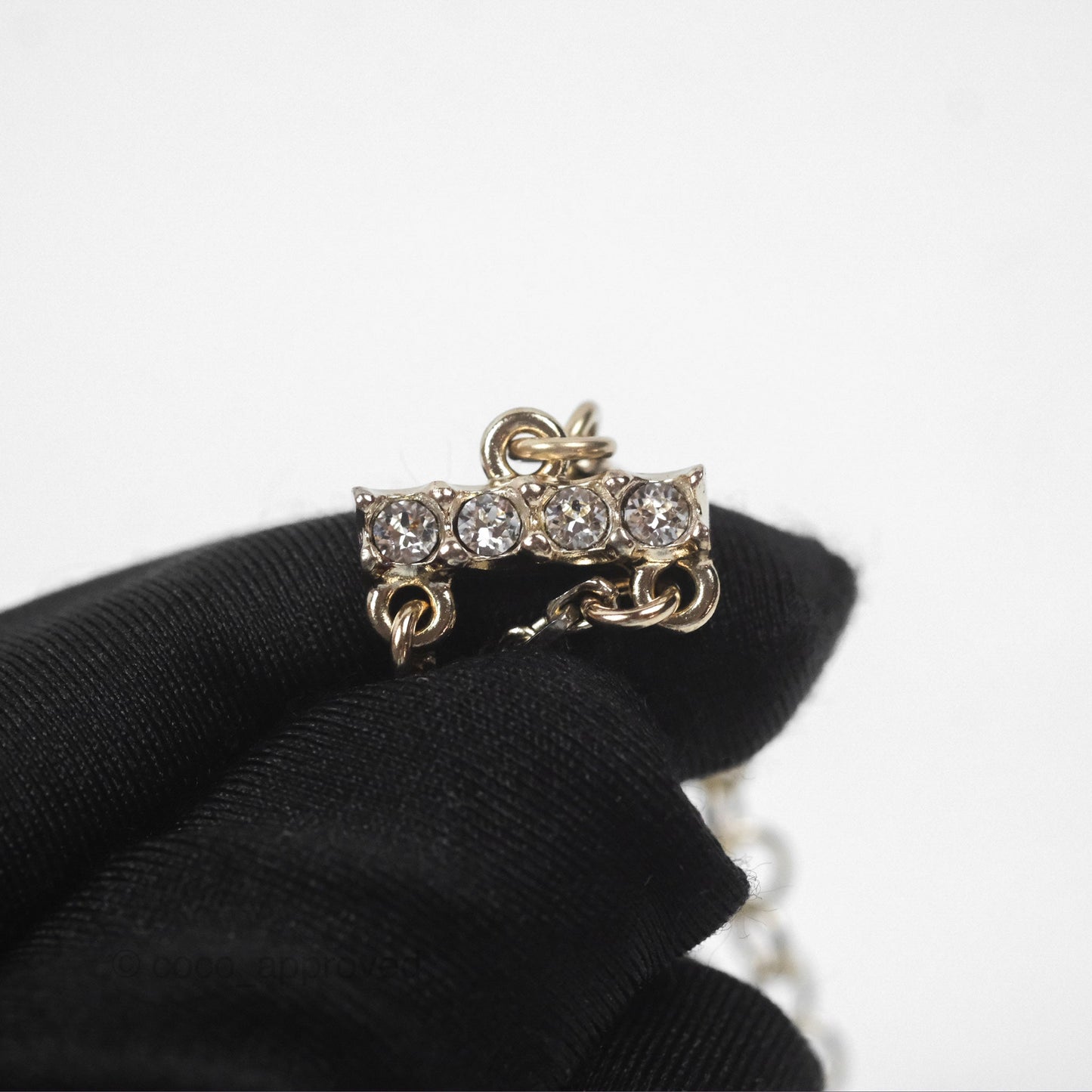 Chanel Crystal Chanel Logo Chain Choker Gold Tone 22S