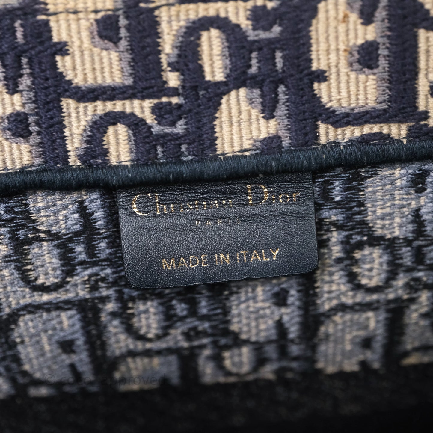Christian Dior Medium Blue (Old Small) Dior Oblique Embroidery Canvas Book Tote