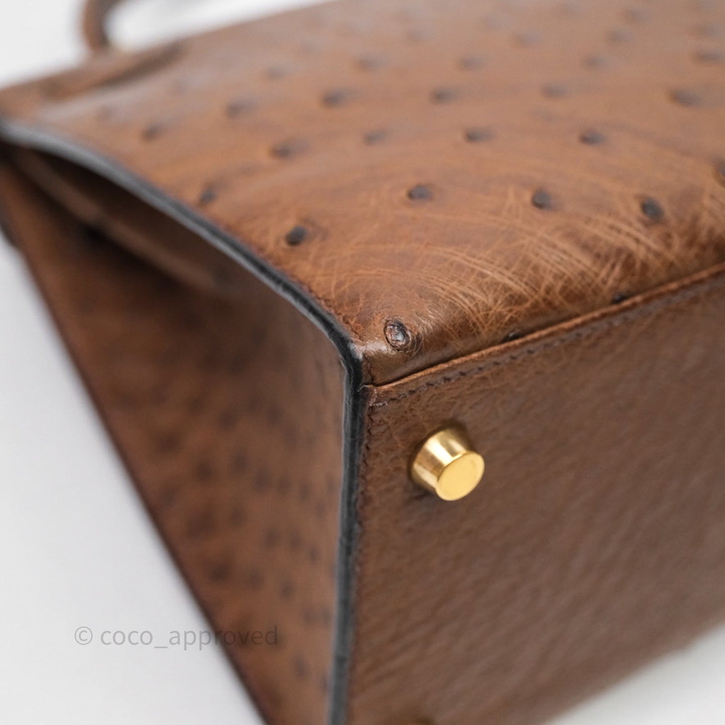 Hermès Kelly 28 Chocolate Ostrish Sellier Gold Hardware