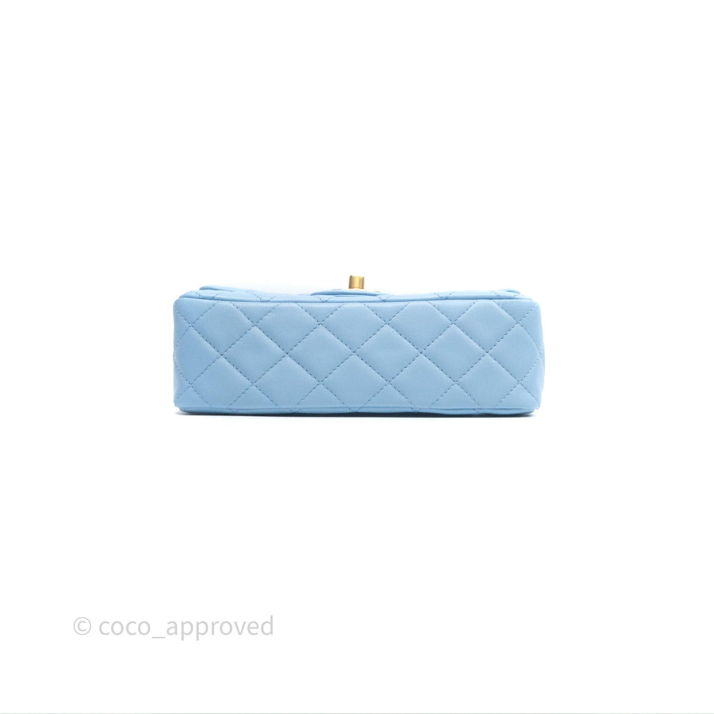 Chanel Mini Rectangular Pearl Crush Quilted Blue Lambskin Aged Gold Hardware