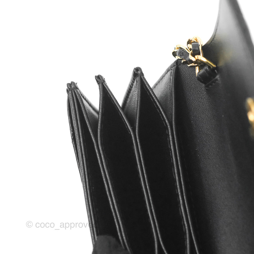 Chanel Flap Card Holder with Cuff Black Lambskin Gold Hardware