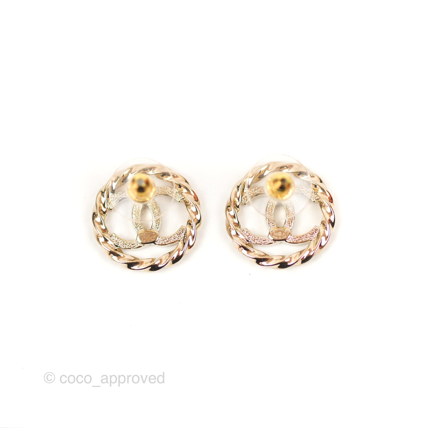 Chanel CC Crystal Twist Round Earrings Gold Tone 23B