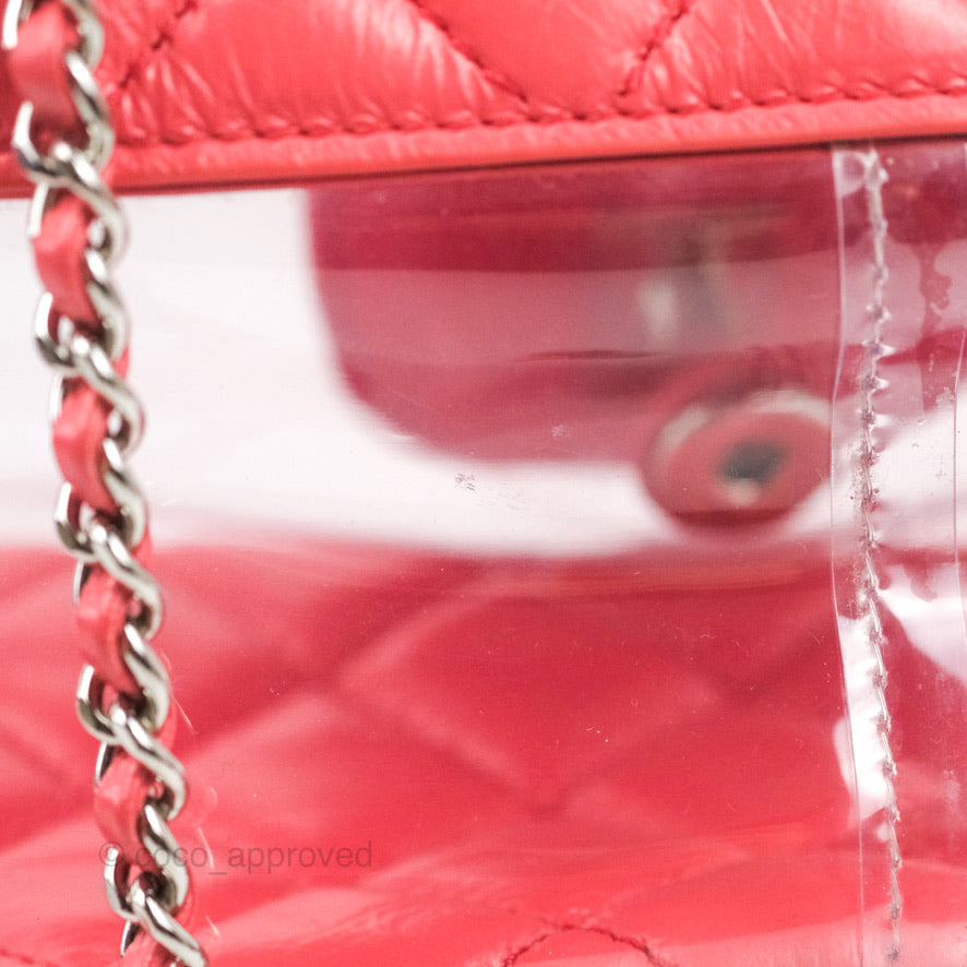 Chanel Aquarium PVC Coral Pink Crumpled Calfskin Silver Hardware