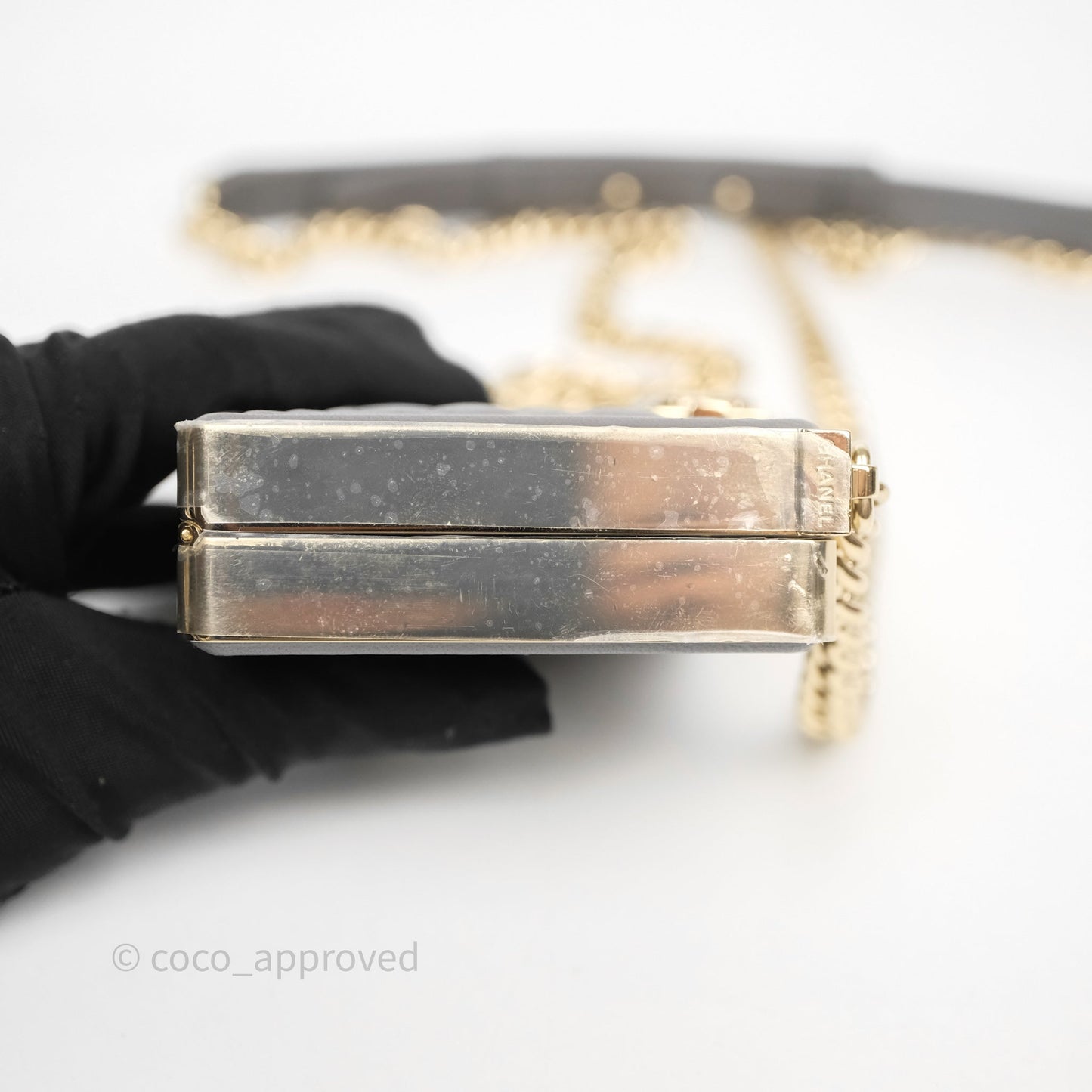 Chanel Grey Boy Mini Clutch Lambskin Gold Hardware