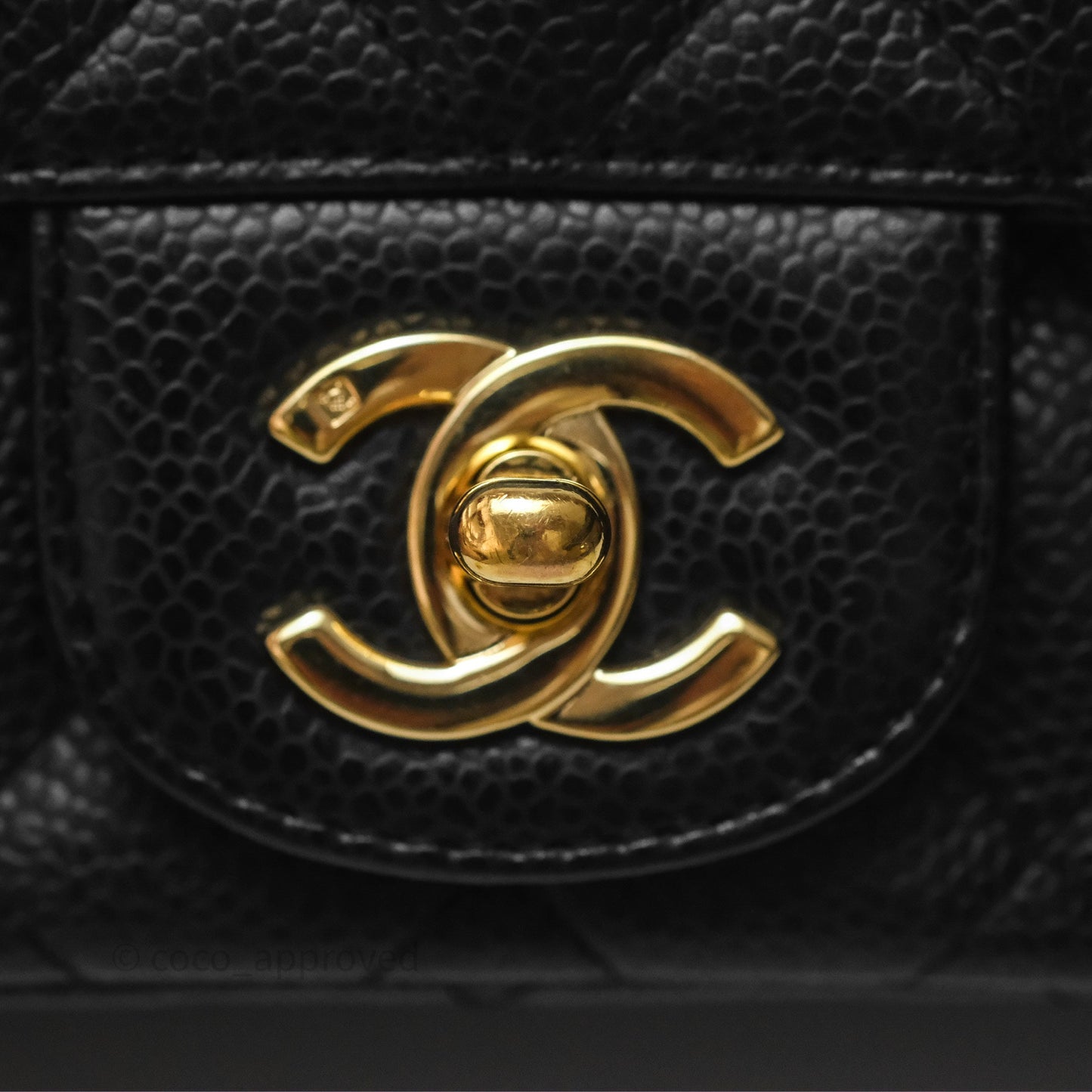 Chanel Vintage Mini Square Flap Quilted Black Caviar 24K Gold Hardware